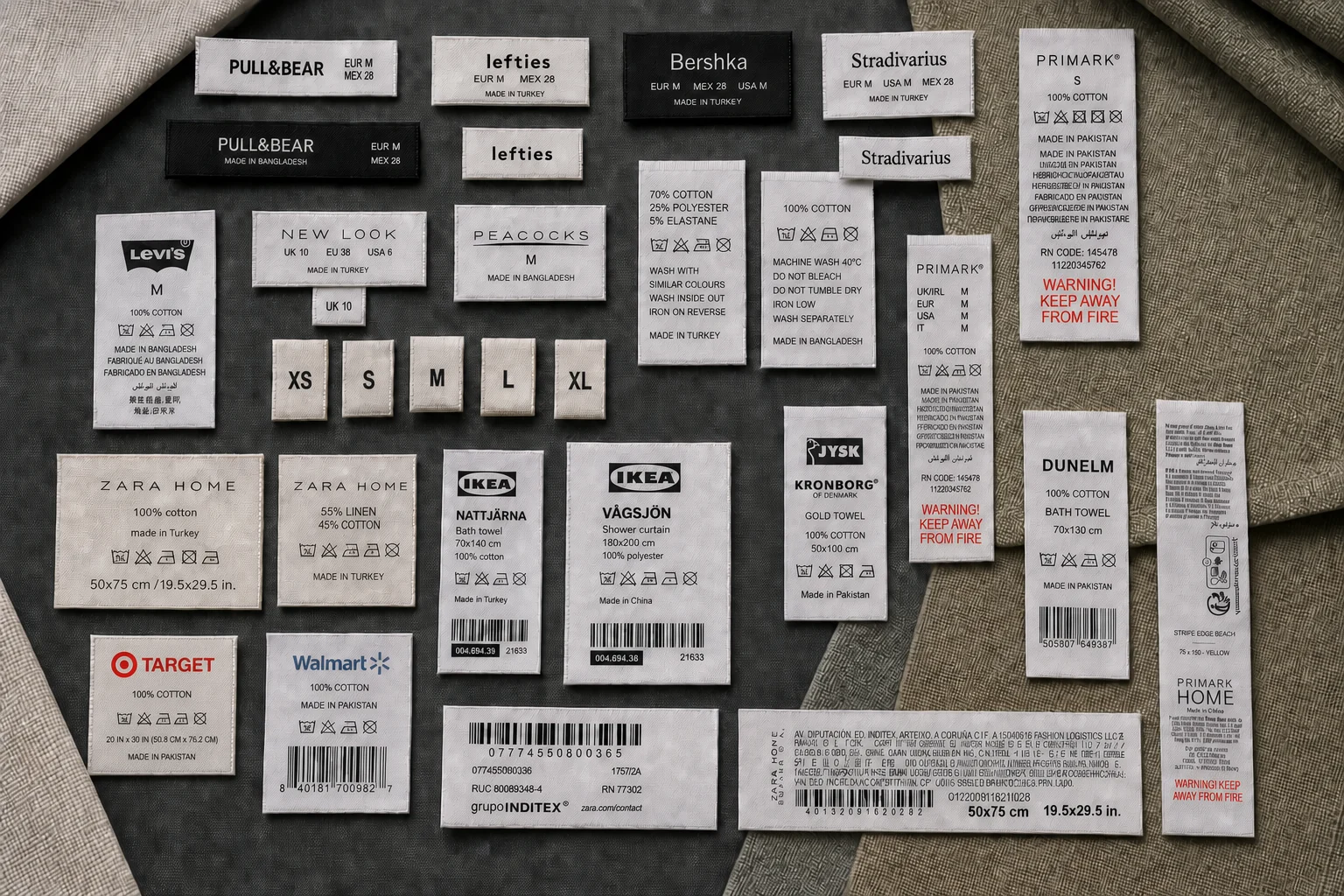Branded portfolio of printed fabric care, size and home-textile labels